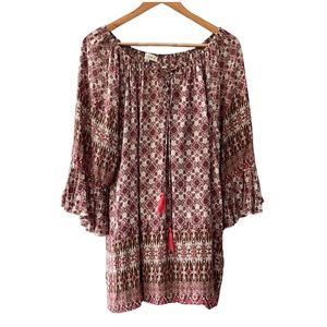 Umgee Blouse Floral Boho Fringe Size 2XL